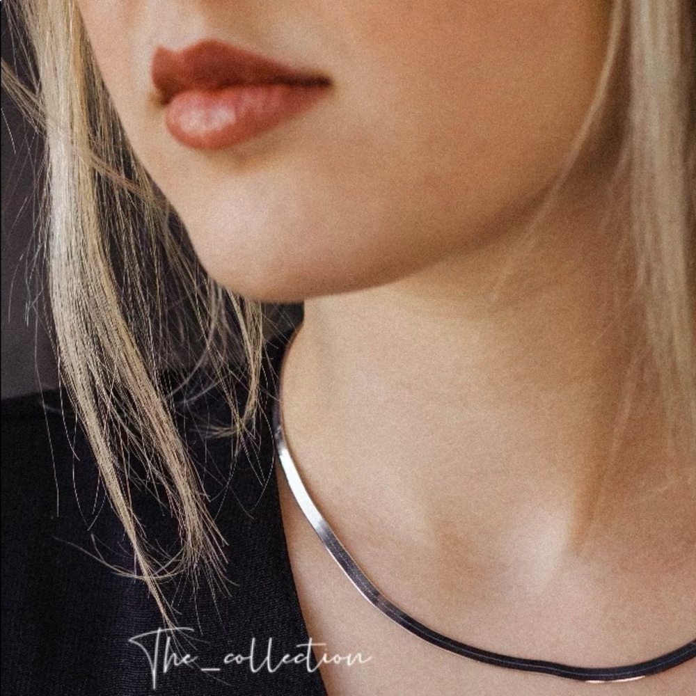 STERLING SILVER FLAT CHAIN NECKLACE - Picture 2 of 3